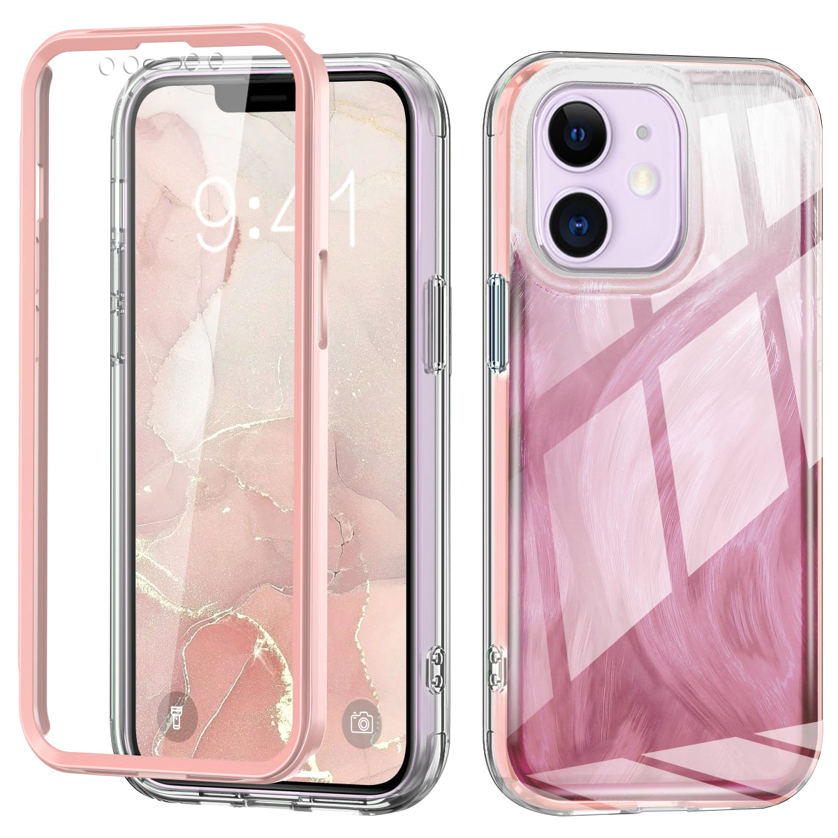 For iPhone 11 Feather Pattern Case Gradient PC+TPU Protective Phone Cover with Screen Protector For iPhone 11 Feather Pattern Case Gradient PC+TPU Protective Phone Cover with Screen Protector